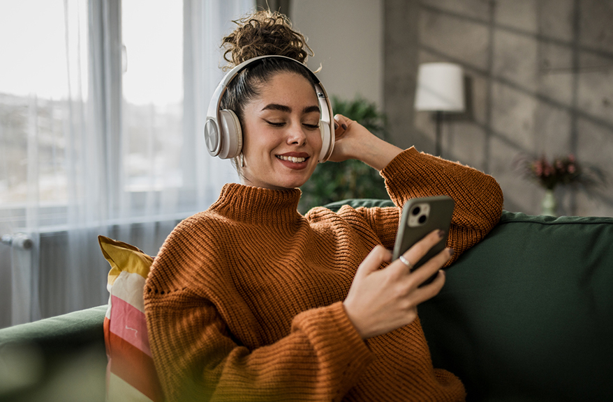 Young woman listening to music